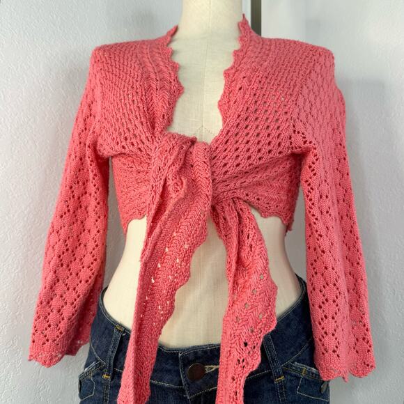 Pink Tie Wrap Cardigan Sweater - Picture 1 of 7